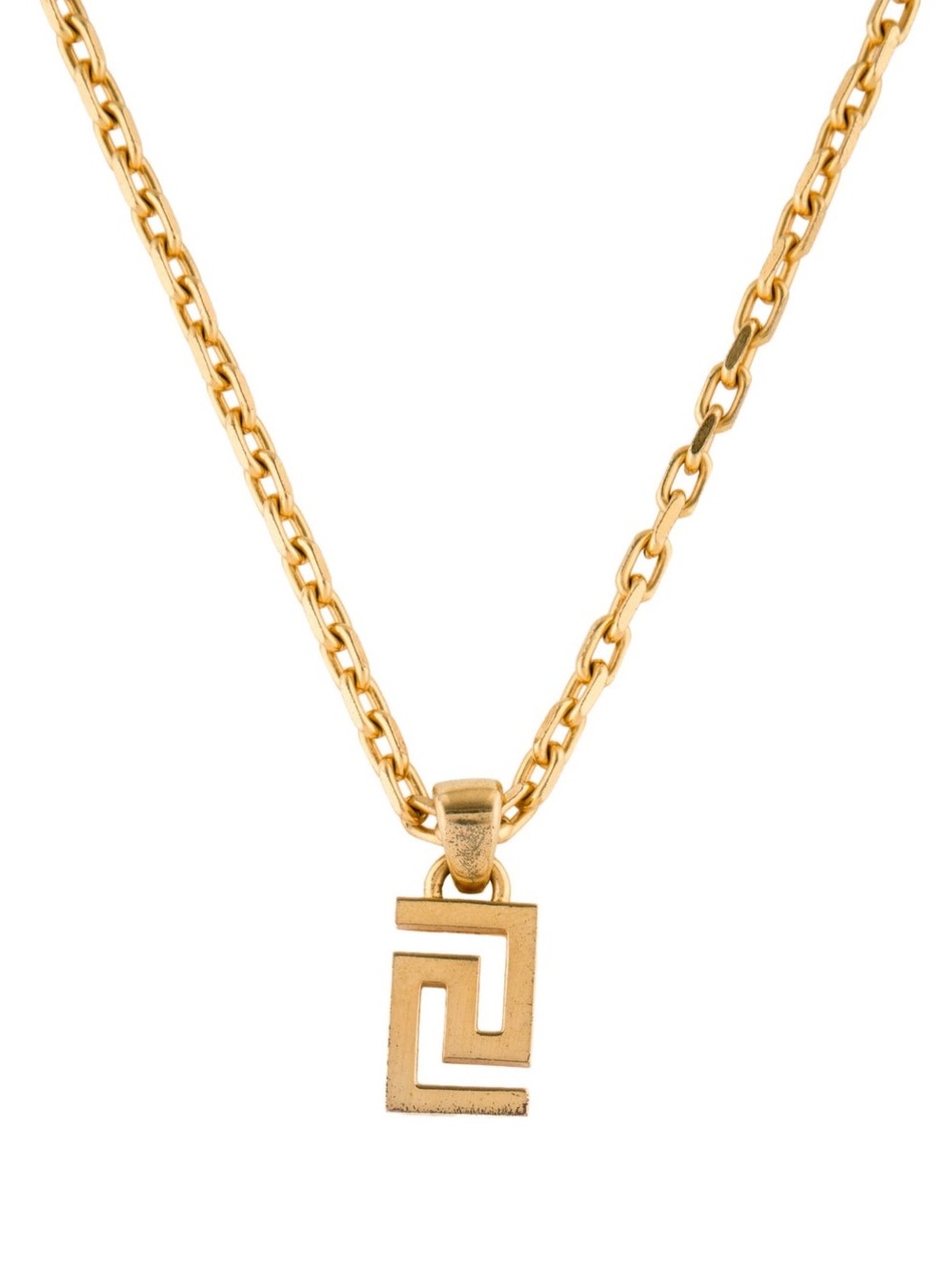 Versace Gold Greek Key Rectangular Pendant Necklace - Picture 3 of 4
